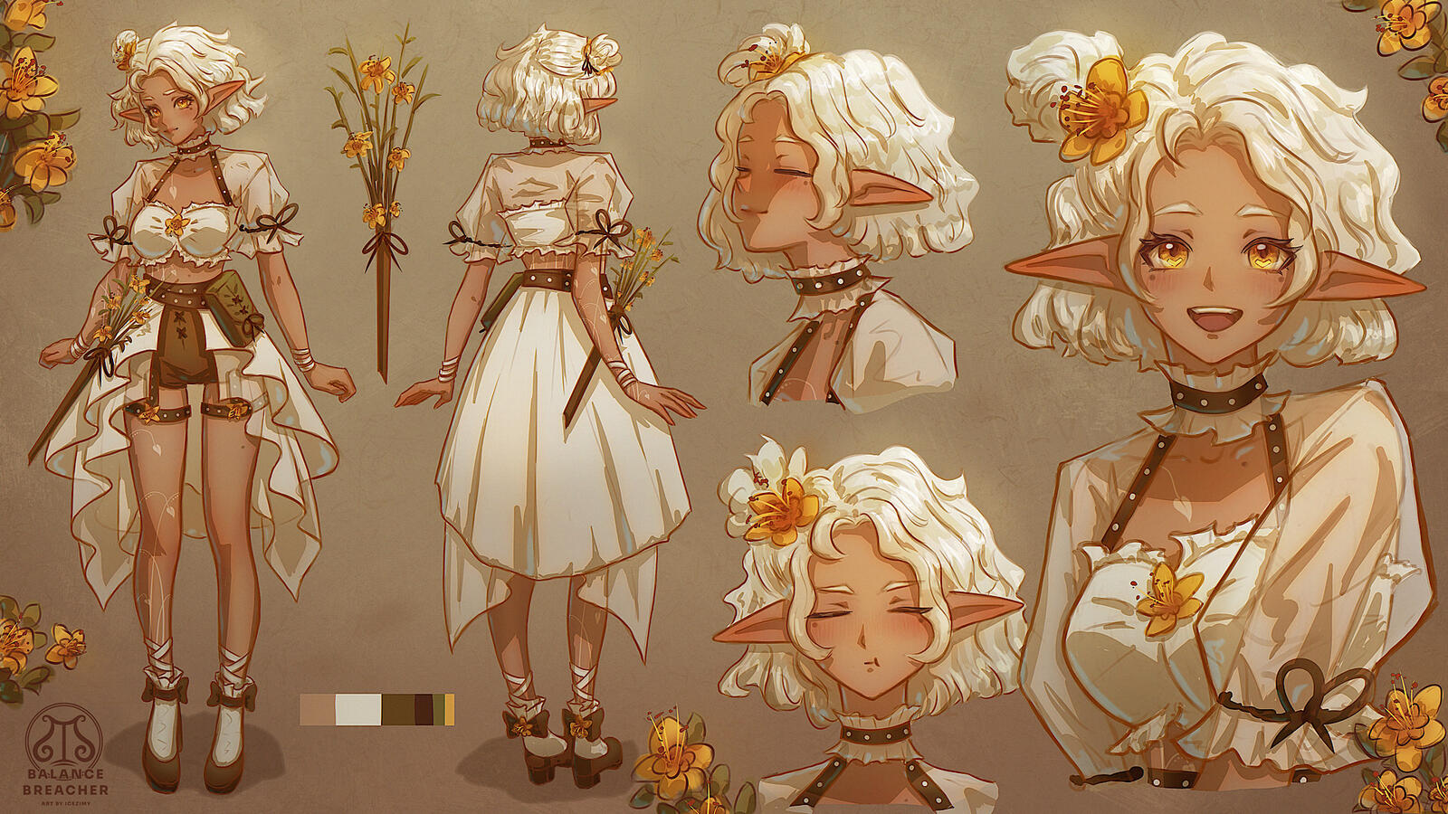 Character Design Sheet (Flat Anime Style)